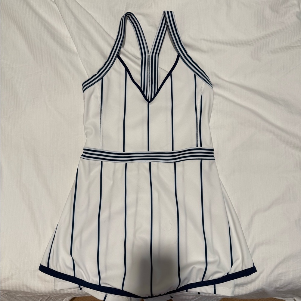 Free People White and Navy striped tennis dress with built-in shorts